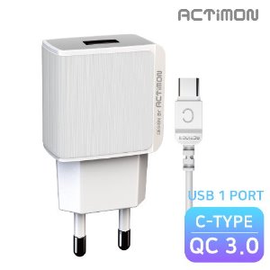 [비바워크] 가정용 충전기 퀵3.0 3A USB 1구 C핀 MON-T1-QC-301-CP