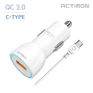 [비바워크] 차량용 QC3.0/18W 고속충전지원 USB1구 C핀케이블 MON-CQ1-301-CP