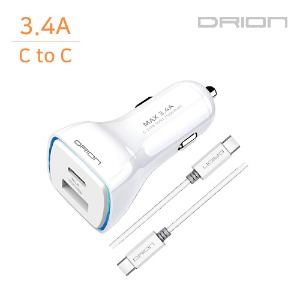 드리온  차량용 3.4A 2포트(C+USB포트) CTOC 케이블 1.2M DR-CC-3.4A-CU